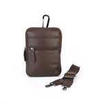 Load image into Gallery viewer, Rustic Leather Genuine Leather Travel Pouch for Men | Multipurpose Sling & Waist Bag with Hook | Compact Organizer with Adjustable Strap & Zipper Pockets | Ideal for Travel, Office & Daily Use - Walletsnbags