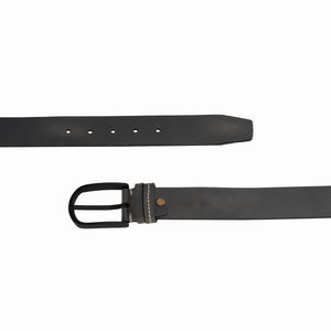 Hard Wax Creased With Black Buckle Leather Belt for men