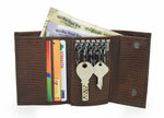 Load image into Gallery viewer, Three Fold Leather Keychain Wallet