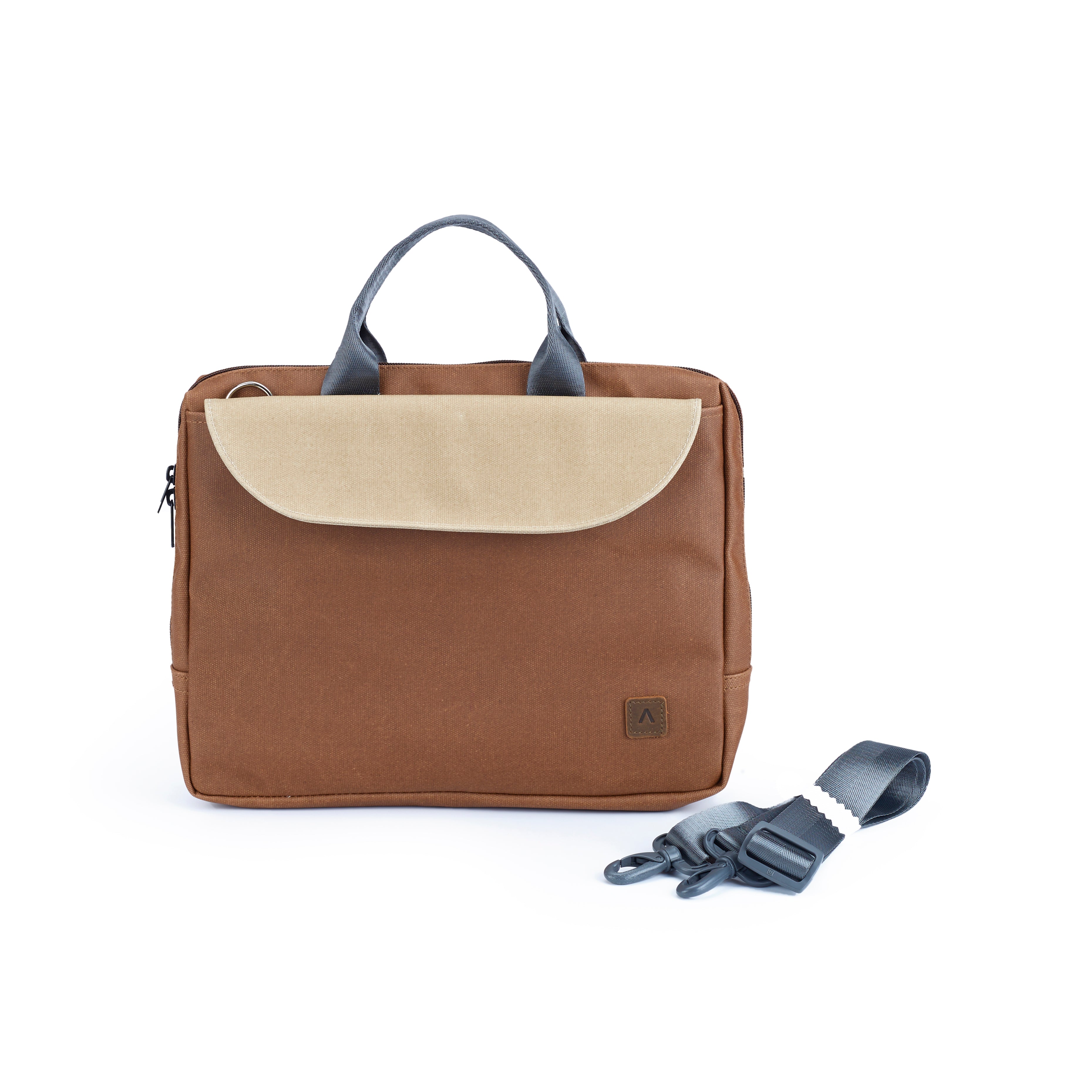 RL compact waterproof coated canvas 13inch Laptop messenger bag Brown