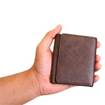 Load image into Gallery viewer, Basic Buttoned Leather Tri Fold Wallet - WALLETSNBAGS