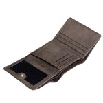 Load image into Gallery viewer, Basic Buttoned Leather Tri Fold Wallet - WALLETSNBAGS