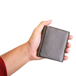Load image into Gallery viewer, Basic Buttoned Leather Tri Fold Wallet - WALLETSNBAGS