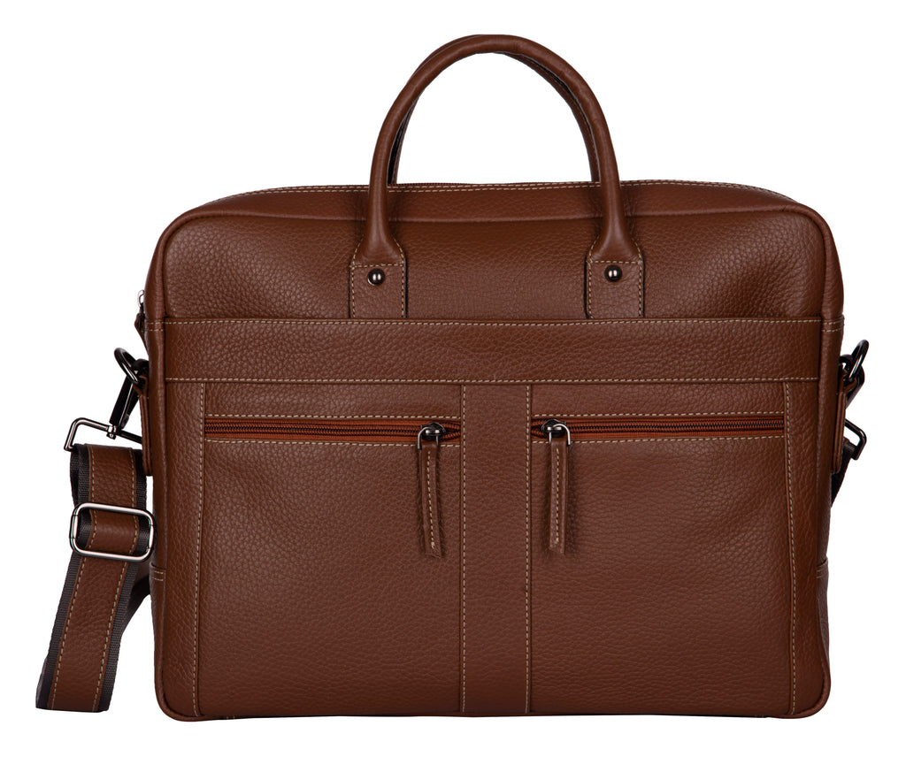 RL Oliver Mens Leather Business Briefcase Messenger - WALLETSNBAGS