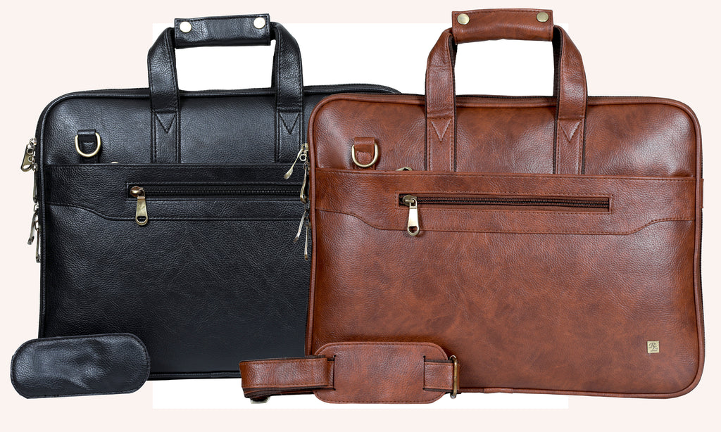 Vegan leather expandable slim laptop bag - Walletsnbags