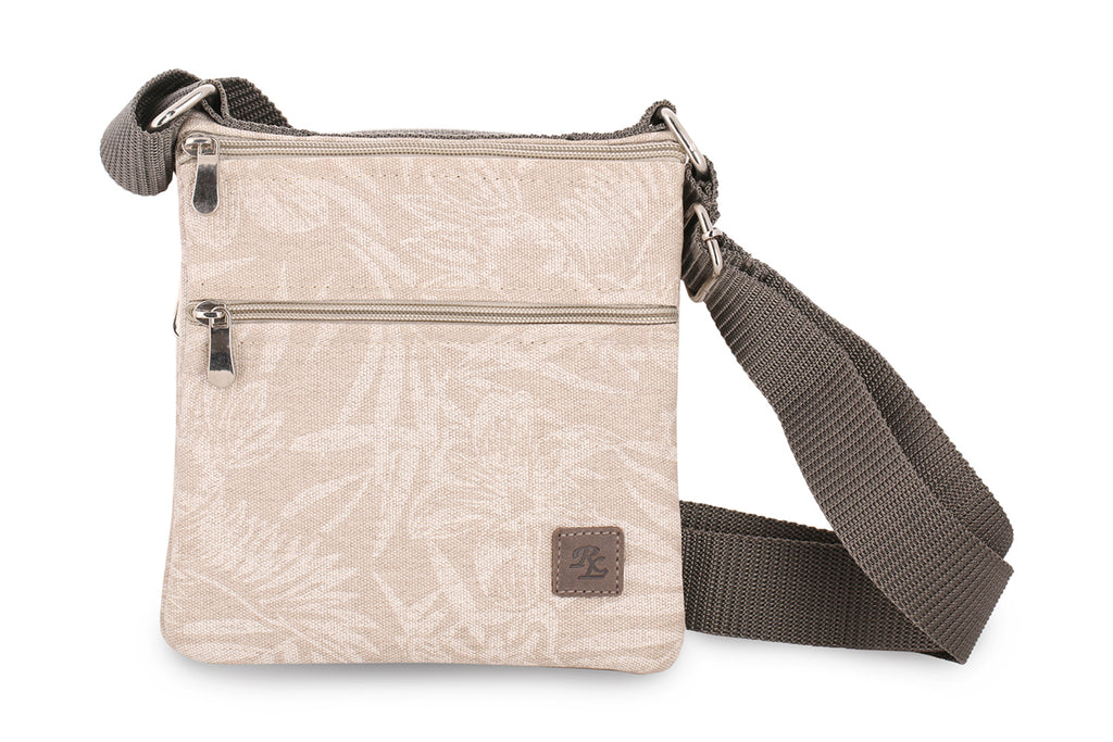 RL Twin side waxedcanvas floral print travel pouch/sling bag - WALLETSNBAGS