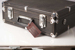 "Travel in style with our personalized leather luggage tags!"