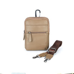 Load image into Gallery viewer, Rustic Leather Genuine Leather Travel Pouch for Men | Multipurpose Sling &amp; Waist Bag with Hook | Compact Organizer with Adjustable Strap &amp; Zipper Pockets | Ideal for Travel, Office &amp; Daily Use
