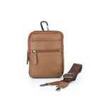 Load image into Gallery viewer, Rustic Leather Genuine Leather Travel Pouch for Men | Multipurpose Sling &amp; Waist Bag with Hook | Compact Organizer with Adjustable Strap &amp; Zipper Pockets | Ideal for Travel, Office &amp; Daily Use
