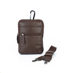 Load image into Gallery viewer, Rustic Leather Genuine Leather Travel Pouch for Men | Multipurpose Sling &amp; Waist Bag with Hook | Compact Organizer with Adjustable Strap &amp; Zipper Pockets | Ideal for Travel, Office &amp; Daily Use
