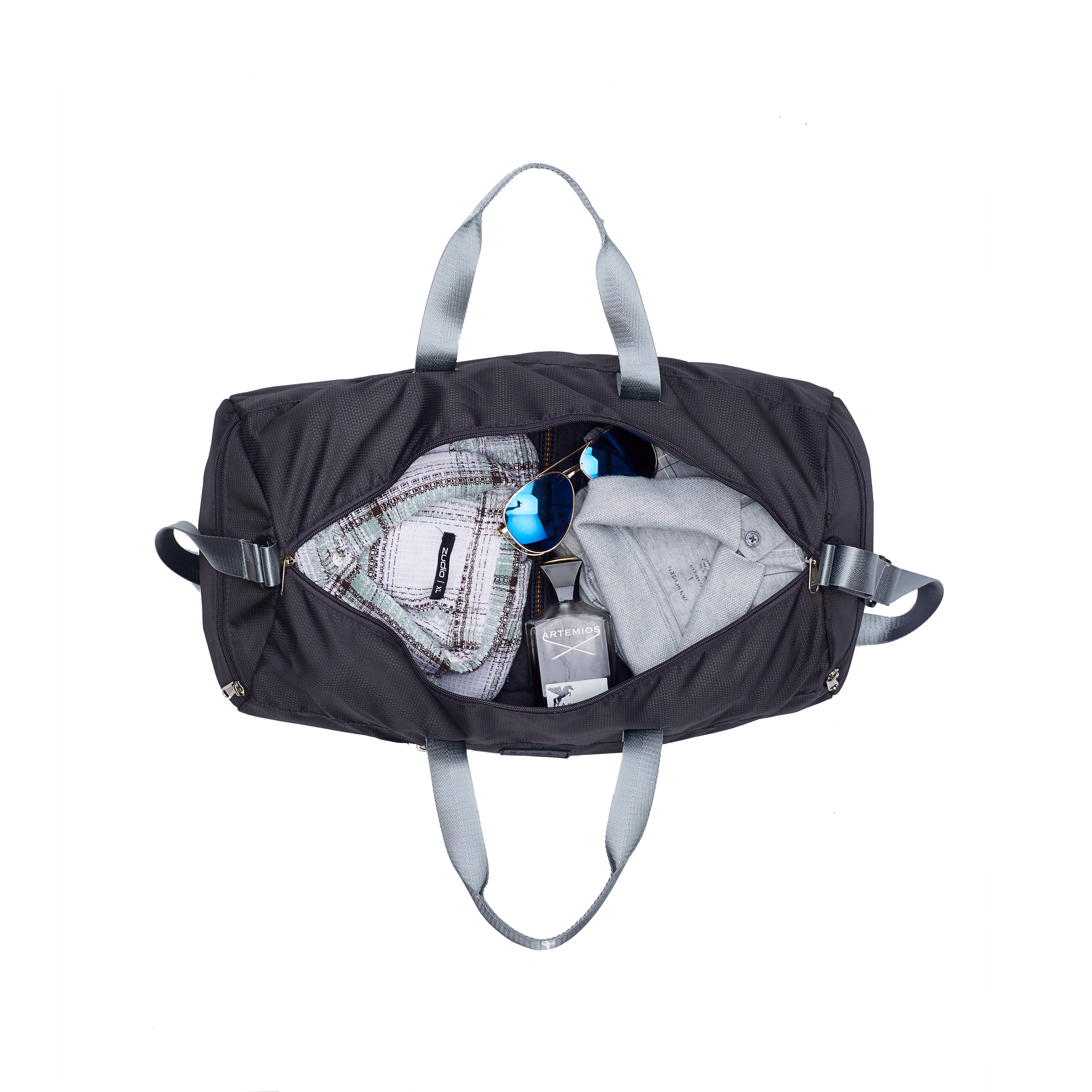 Foldable Travel Duffle Bag for Men & Women | Large 50L Lightweight Waterproof Dobby Material Gym Bag | Carry-On Luggage for Travel, Sports, Weekend Trip | Portable Shoulder Bag with 51" Strap & 2 Handles