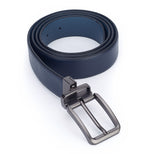 Load image into Gallery viewer, Reversible Formal Leather Belt for Men – Blue | 35mm Full Grain Leather | Imported Reversible Buckle
