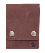 Load image into Gallery viewer, Rustic Leather Oilpullup Double Button Cut Edge Wallet
