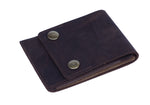 Load image into Gallery viewer, Rustic Leather Oilpullup Double Button Cut Edge Wallet
