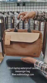 Load and play video in Gallery viewer, RL compact waterproof coated canvas 14inch Laptop messenger bag
