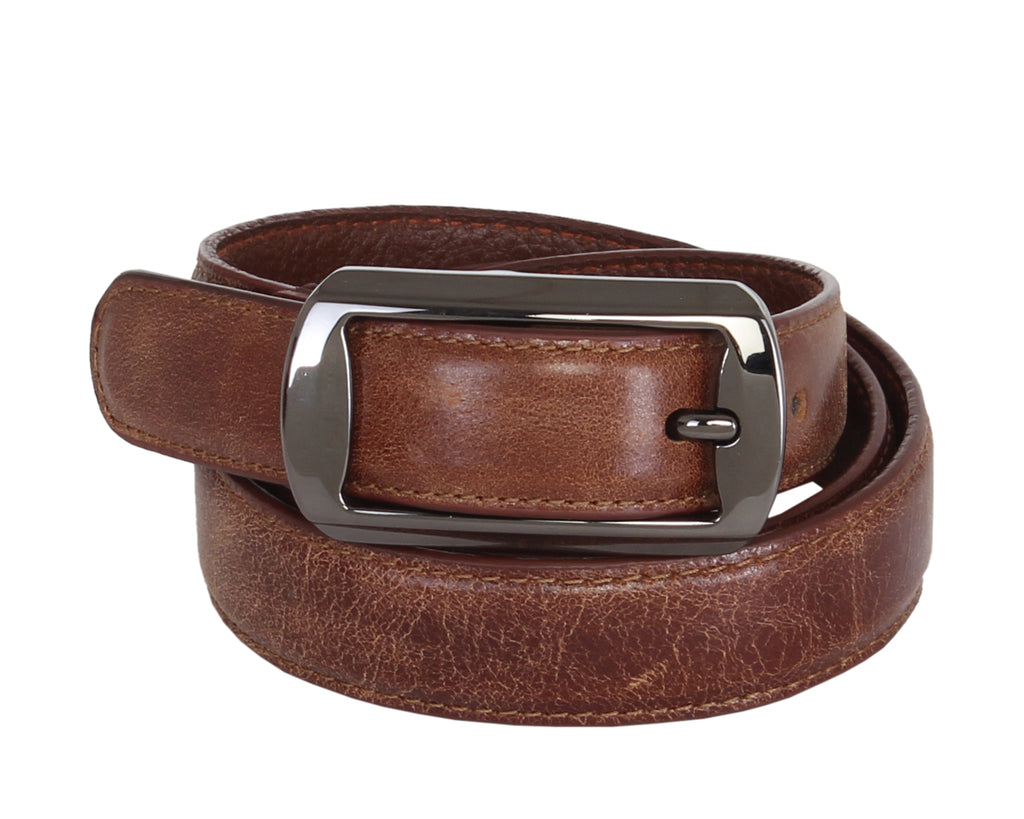 RL Crackle Leather Slimline Belt 25MM - WALLETSNBAGS