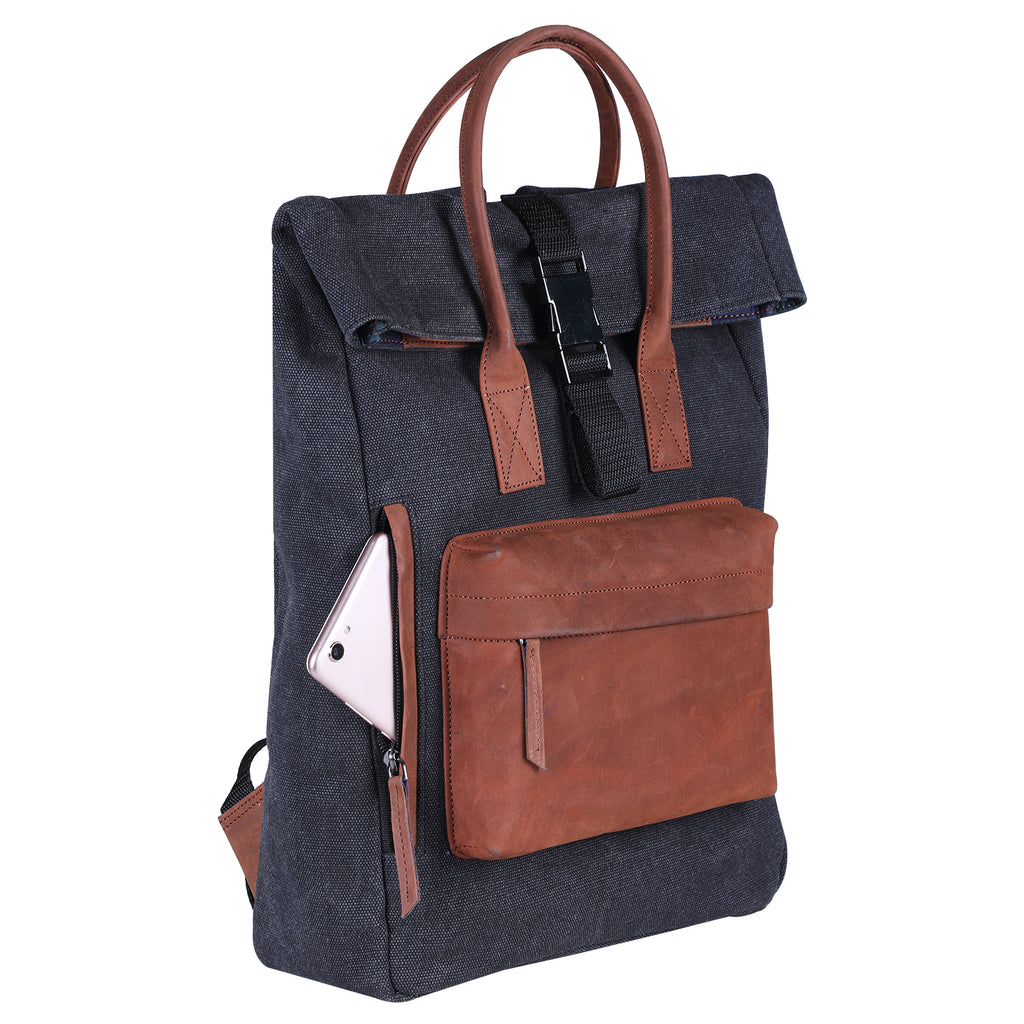 Astro Waxed Canvas Leather Haversack - WALLETSNBAGS